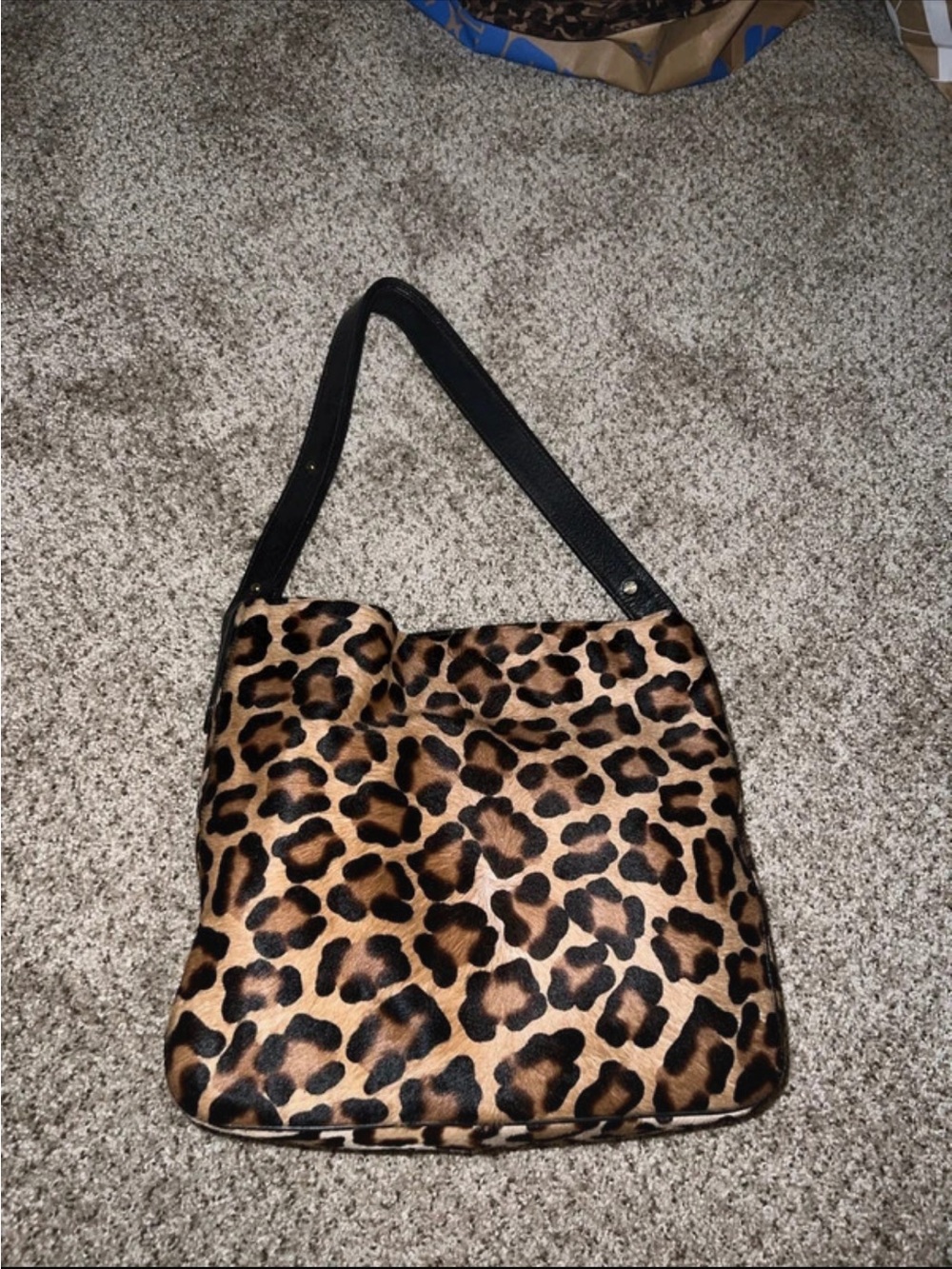 Pony Hair Leopard Print Shoulder Bag